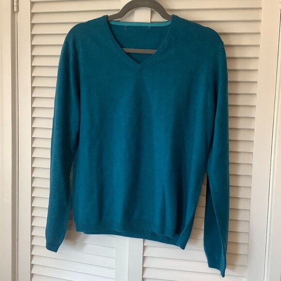 NWOT Edinburgh Woollen Mill cashmere sweater teal medium *missing size tag* - Picture 1 of 7